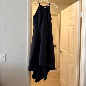 Sleeveless Black High-Low Textured Dress